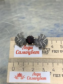 *Брошь Марказит Гранат Пироп арт. HB783-501 вес 6,99 г - фото 236113