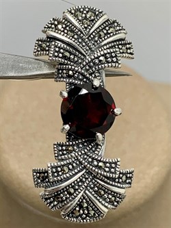 *Брошь Марказит Гранат Пироп арт. HB783-501 вес 6,99 г - фото 236116