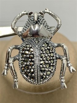 *Брошь Жук Скоробей Марказит арт. HB057-728 вес 11,79 г - фото 236125 *Брошь Жук Скоробей Марказит арт. HB057-728 вес 11,79 г - фото 236125