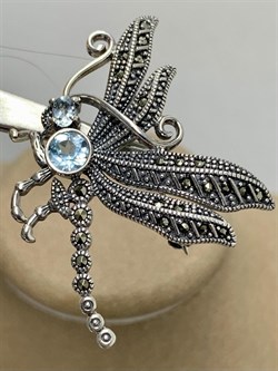*Брошь Стрекоза Микс Марказит Голубой Топаз арт. HB0758-957 вес 9,14 г - фото 236276 *Брошь Стрекоза Микс Марказит Голубой Топаз арт. HB0758-957 вес 9,14 г - фото 236276