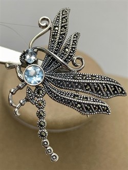 *Брошь Стрекоза Микс Марказит Голубой Топаз арт. HB0758-957 вес 9,14 г - фото 236277 *Брошь Стрекоза Микс Марказит Голубой Топаз арт. HB0758-957 вес 9,14 г - фото 236277