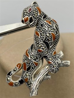 *Брошь-Кулон Кошка Микс Марказит Эмаль Кошка арт. HB0816-872 вес 11,27 г - фото 236851 *Брошь-Кулон Кошка Микс Марказит Эмаль Кошка арт. HB0816-872 вес 11,27 г - фото 236851