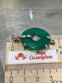 *Кулон Сакура Микс Марказит Зеленый Агат Халцедон тон Оникс арт. П 884-604 вес 6,25 г - фото 236894