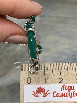 *Кулон Сакура Микс Марказит Зеленый Агат Халцедон тон Оникс арт. П 884-604 вес 6,25 г - фото 236895