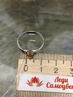 *Кольцо р.18 Капля Росы Золотистый Топаз Урал арт. К1664Ю/Ag/607/19-440 вес 1,97 г - фото 237726