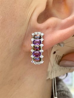 *Серьги Микс Топаз Мистик Аметист арт. С1510Ю/Ag-617/45-259 вес 4,43 г - фото 237760