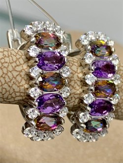 *Серьги Микс Топаз Мистик Аметист арт. С1510Ю/Ag-617/45-259 вес 4,43 г - фото 237764