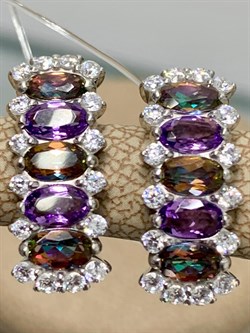 *Серьги Микс Топаз Мистик Аметист арт. С1510Ю/Ag-617/45-259 вес 4,43 г - фото 237765