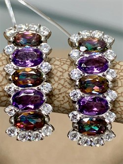 *Серьги Микс Топаз Мистик Аметист арт. С1510Ю/Ag-617/45-259 вес 4,43 г - фото 237766