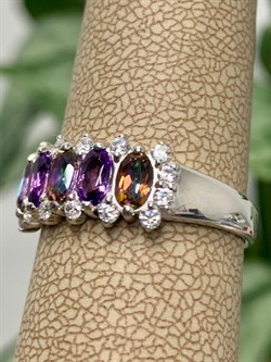 *Кольцо р.19,5 Микс Топаз Мистик Аметист арт. К1510Ю/Ag-617/45-482 вес 2,88 г - фото 237802