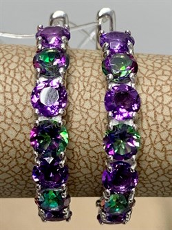 *Серьги Конго Микс Топаз Мистик Аметист арт. С1518Ю/Ag-607/45-663 вес 4,47 г - фото 237813