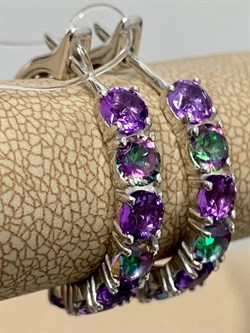 *Серьги Конго Микс Топаз Мистик Аметист арт. С1518Ю/Ag-607/45-663 вес 4,47 г - фото 237814 *Серьги Конго Микс Топаз Мистик Аметист арт. С1518Ю/Ag-607/45-663 вес 4,47 г - фото 237814