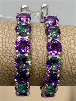 *Серьги Конго Микс Топаз Мистик Аметист арт. С1518Ю/Ag-607/45-663 вес 4,47 г - фото 237815 *Серьги Конго Микс Топаз Мистик Аметист арт. С1518Ю/Ag-607/45-663 вес 4,47 г - фото 237815