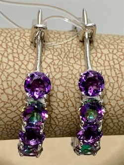 *Серьги Конго Микс Топаз Мистик Аметист арт. С1518Ю/Ag-607/45-663 вес 4,47 г - фото 237820 *Серьги Конго Микс Топаз Мистик Аметист арт. С1518Ю/Ag-607/45-663 вес 4,47 г - фото 237820