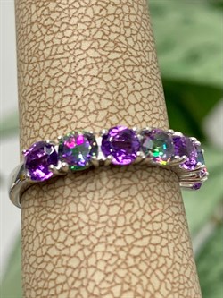 *Кольцо р.17,5 Микс Топаз Мистик Аметист арт. К1518Ю/Ag-607/45-620 вес 1,98 г - фото 237869