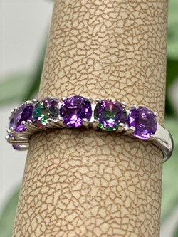 *Кольцо р.17,5 Микс Топаз Мистик Аметист арт. К1518Ю/Ag-607/45-620 вес 1,98 г - фото 237870