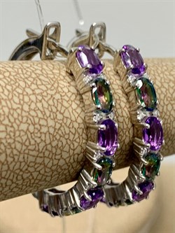 *Серьги Конго Микс Топаз Мистик Аметист арт. С1517Ю/Ag-617/45-576 вес 7 г - фото 237890 *Серьги Конго Микс Топаз Мистик Аметист арт. С1517Ю/Ag-617/45-576 вес 7 г - фото 237890