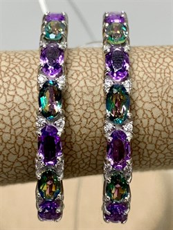 *Серьги Конго Микс Топаз Мистик Аметист арт. С1517Ю/Ag-617/45-576 вес 7 г - фото 237891 *Серьги Конго Микс Топаз Мистик Аметист арт. С1517Ю/Ag-617/45-576 вес 7 г - фото 237891