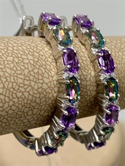 *Серьги Конго Микс Топаз Мистик Аметист арт. С1517Ю/Ag-617/45-576 вес 7 г - фото 237892 *Серьги Конго Микс Топаз Мистик Аметист арт. С1517Ю/Ag-617/45-576 вес 7 г - фото 237892