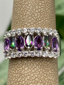 *Кольцо р.18,5 Микс Топаз Мистик Аметист арт. К1514Ю/Ag-617/45-075 вес 4,68 г - фото 238115