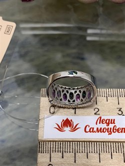 *Кольцо р.18 Микс Топаз Мистик Аметист арт. К1514Ю/Ag-617/45-988 вес 4,64 г - фото 238131