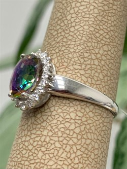 *Кольцо р.19 Топаз Мистик арт. К1503Ю/Ag-617/25-155 вес 2,79 г - фото 238244