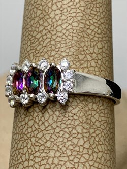 *Кольцо р.18 Топаз Мистик арт. К1509Ю/Ag-617/25-811 вес 2,63 г - фото 238253