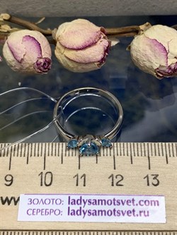 *Кольцо р.18,5 Голубой Топаз арт. К1760/Ag-607/21-554 вес 2,27 г - фото 238274
