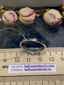 *Кольцо р.18,5 Голубой Топаз арт. К1760/Ag-607/21-554 вес 2,27 г - фото 238275