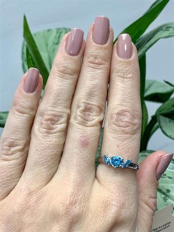 *Кольцо р.18,5 Голубой Топаз арт. К1760/Ag-607/21-554 вес 2,27 г - фото 238277