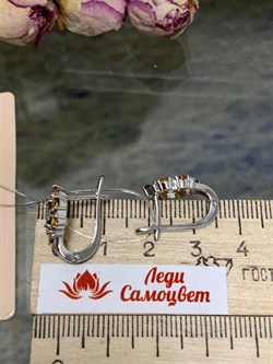 *Серьги Орхидея Микс Цитрин Топаз Лондон арт. С1188Ю/Ag-6022/2-250 вес 3,93 г - фото 238299