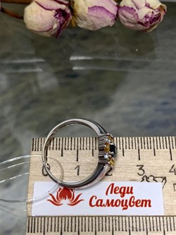 *Кольцо р.19 Орхидея Микс Цитрин Топаз Лондон арт. К1188Ю/Ag-6022/2-458 вес 2,68 г - фото 238313