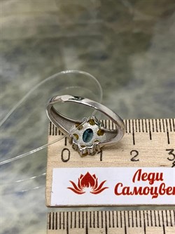 *Кольцо р.19 Орхидея Микс Цитрин Топаз Лондон арт. К1188Ю/Ag-6022/2-458 вес 2,68 г - фото 238315