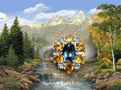 *Кольцо р.19 Орхидея Микс Цитрин Топаз Лондон арт. К1188Ю/Ag-6022/2-458 вес 2,68 г - фото 238319