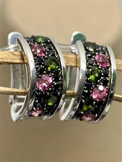 *Серьги Орхидея Микс Турмалин Шпинель арт. С1010Ю/Ag-607/1/3/4-204 вес 4,24 г - фото 238354 *Серьги Орхидея Микс Турмалин Шпинель арт. С1010Ю/Ag-607/1/3/4-204 вес 4,24 г - фото 238354