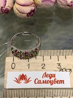 *Кольцо Р.18 Турмалины Урал Микс арт. К1400Ю/Ag-607/34-611 вес 2,97 г - фото 238423