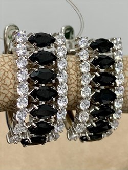 *Серьги Орхидея Турмалин Шерл Бразилия арт. С1546Ю/Ag-617/99-142 вес 4,28 г - фото 238479 *Серьги Орхидея Турмалин Шерл Бразилия арт. С1546Ю/Ag-617/99-142 вес 4,28 г - фото 238479