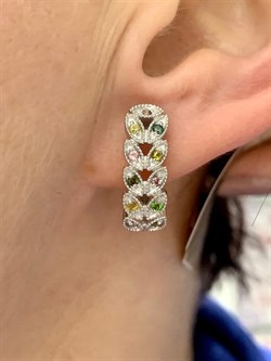 *Серьги Турмалины Забайкалье арт. С1529Ю/Ag-607/6-496 вес 4,28 г - фото 238600