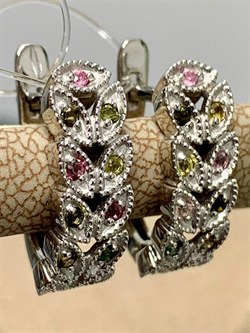 *Серьги Турмалины Забайкалье арт. С1529Ю/Ag-607/6-496 вес 4,28 г - фото 238604