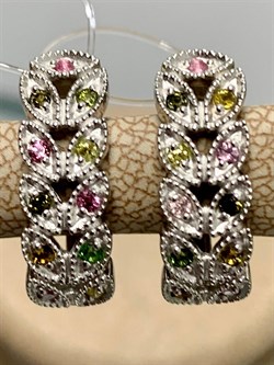 *Серьги Турмалины Забайкалье арт. С1529Ю/Ag-607/6-496 вес 4,28 г - фото 238605