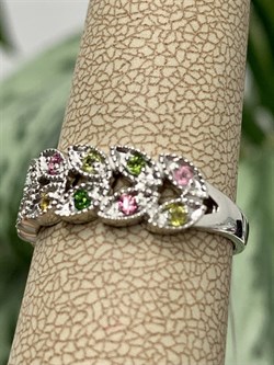 *Кольцо р.17,5 Турмалины Забайкалье арт. К1529Ю/Ag-607/6-184 вес 2,69 г - фото 238631