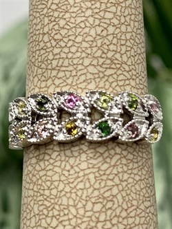 *Кольцо р.17,5 Турмалины Забайкалье арт. К1529Ю/Ag-607/6-184 вес 2,69 г - фото 238632