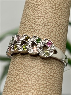 *Кольцо р.20 Турмалины Забайкалье арт. К1529Ю/Ag-607/6-988 вес 2,91 г - фото 238656