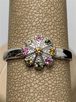 *Кольцо р.20 Турмалины Урал арт. К1530Ю/Ag-607/6-267 вес 2,1 г - фото 238757