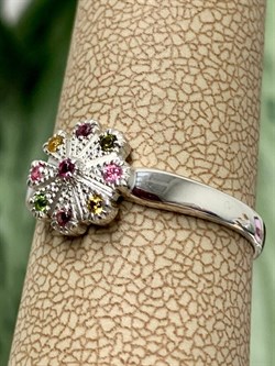 *Кольцо р.19 Турмалины Урал арт. К1530Ю/Ag-607/6-598 вес 2,09 г - фото 238813