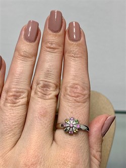 *Кольцо р.18,5 Турмалины Урал арт. К1530Ю/Ag-607/6-305 вес 2 г - фото 238825