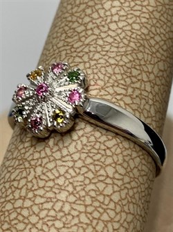 *Кольцо р.18,5 Турмалины Урал арт. К1530Ю/Ag-607/6-305 вес 2 г - фото 238832