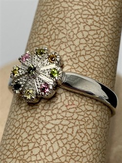 *Кольцо р.18 Турмалины Урал арт. К1530Ю/Ag-607/6-852 вес 2,05 г - фото 238850