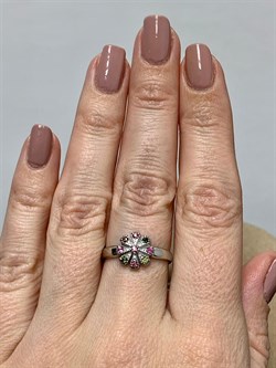 *Кольцо р.17,5 Турмалины Урал арт. К1530Ю/Ag-607/6-516 вес 1,94 г - фото 238881