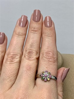 *Кольцо р.18 Турмалины Урал арт. К1530Ю/Ag-607/6-402 вес 2,01 г - фото 238920